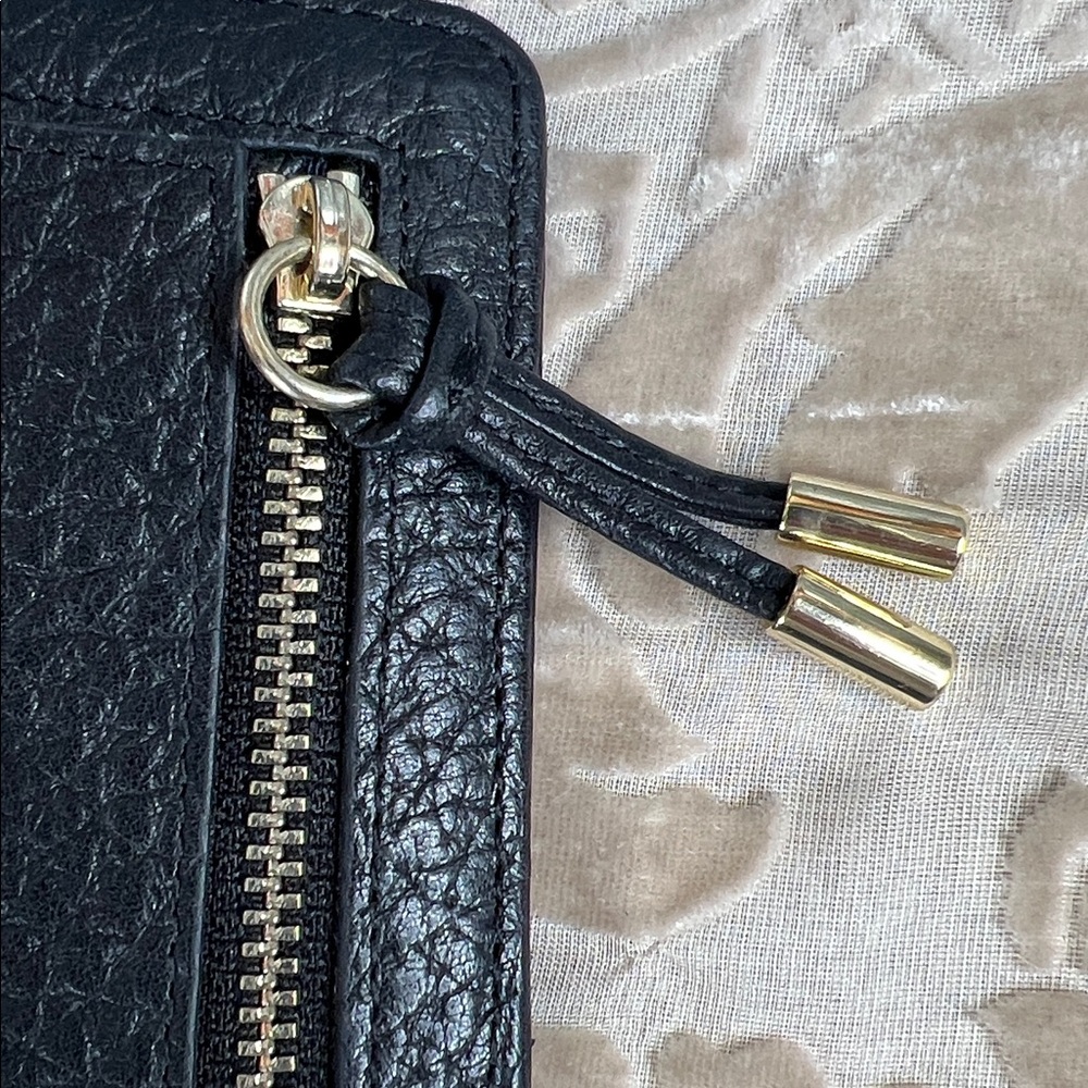Cole Haan Black Leather Zip Wallet with Gold Logo - Picture 5 of 5